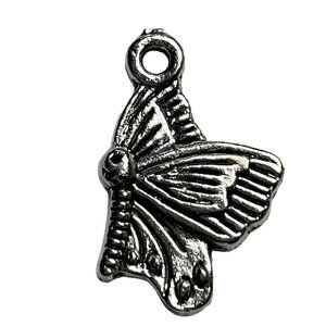 Butterfly Pendant Silver Tone Charm Bracelet Necklace Jewelry Craft Dangle b u